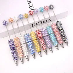 50pcs DIY Diamond Bead Pen Handmade Full Diamonds Personalized Luxury Beading Gift Ballpoint Pens for Writing Stationery