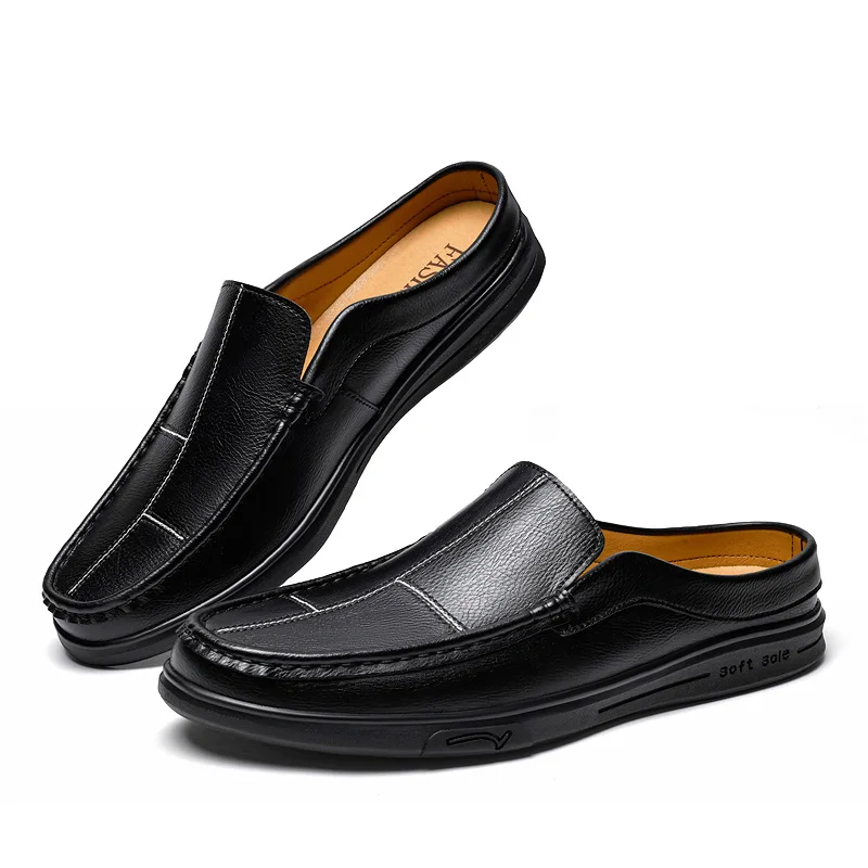 Italian Designer Half Shoes for Men Mules Loafers Mens Slip-ons Backless Flats Indoor Outdoor Comfortable Big SIze 49 50 51