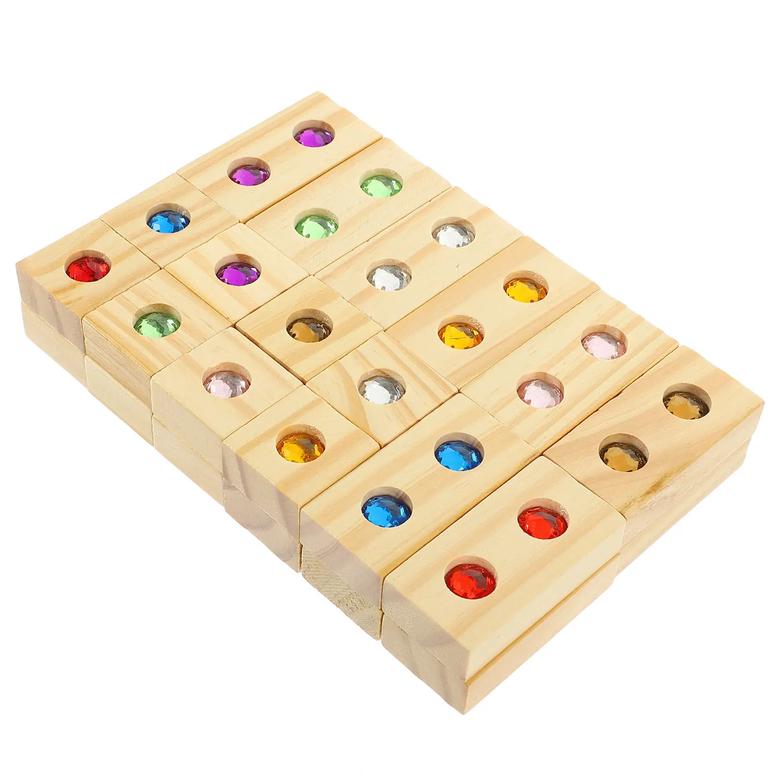 

1Set Premium Wooden Gemstone Embedded Stacking Blocks Developmental Learning Tool for Toddlers Fine Motor Skills Early Childhood