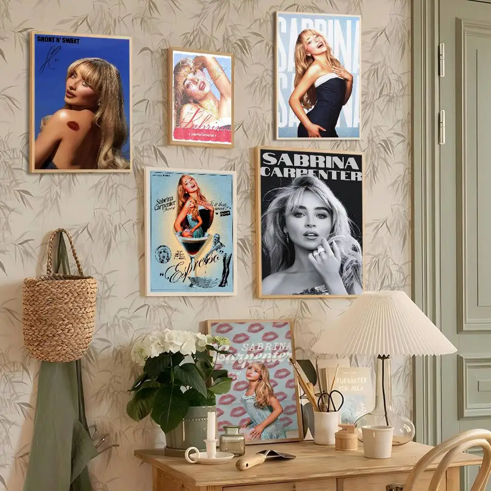 Modern Fashion Singer S-Sabrina Carpenter Classic Vintage Posters Decoracion Painting Wall Art White Kraft Paper Room Decor