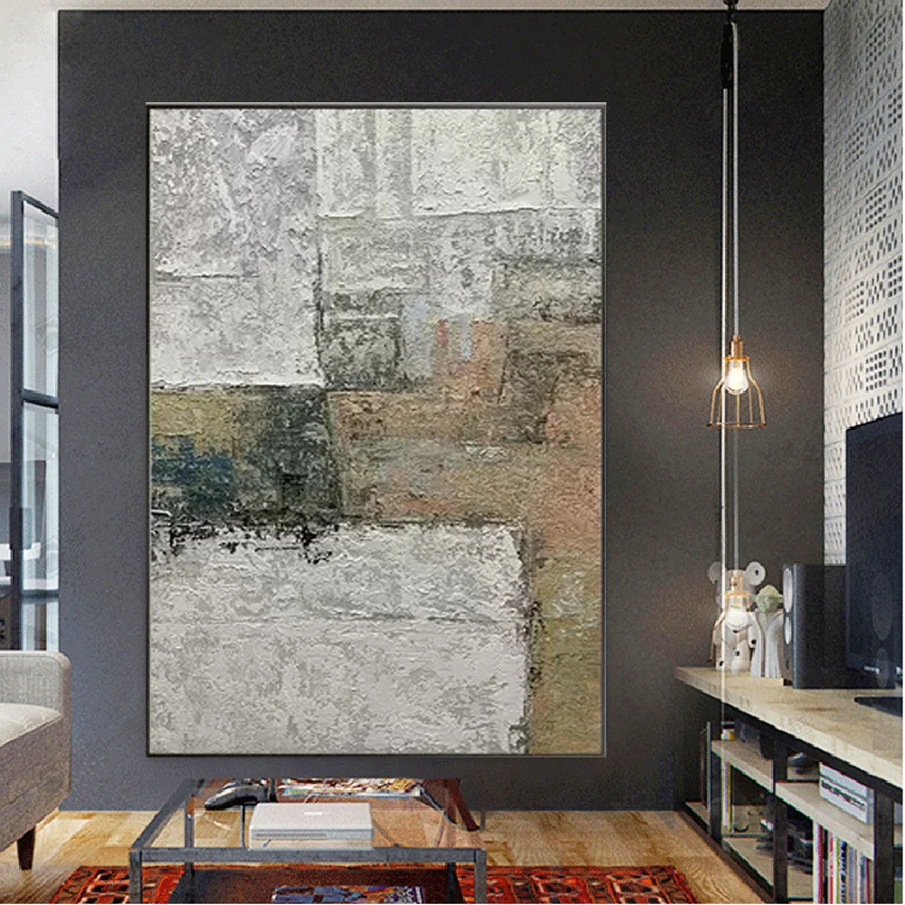 

100% Handpainted Gray Background Abstract Oil Painting On Canvas Picture Decor Home Modern Wall Art For Room Aesthetic Poster