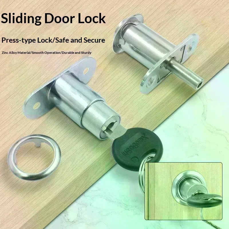 Press Type Sliding Door Lock Zinc Alloy Plunger Lock For Cabinet Drawer And Wardrobe Security