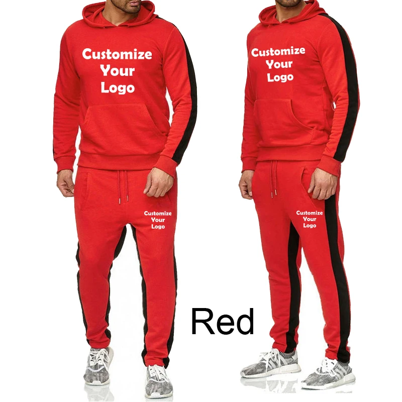 بدلات رياضية مخصصة للرجال للخريف والشتاء أطقم رياضية للركض وسترات بغطاء للرأس وسراويل رياضية ملابس للرجال