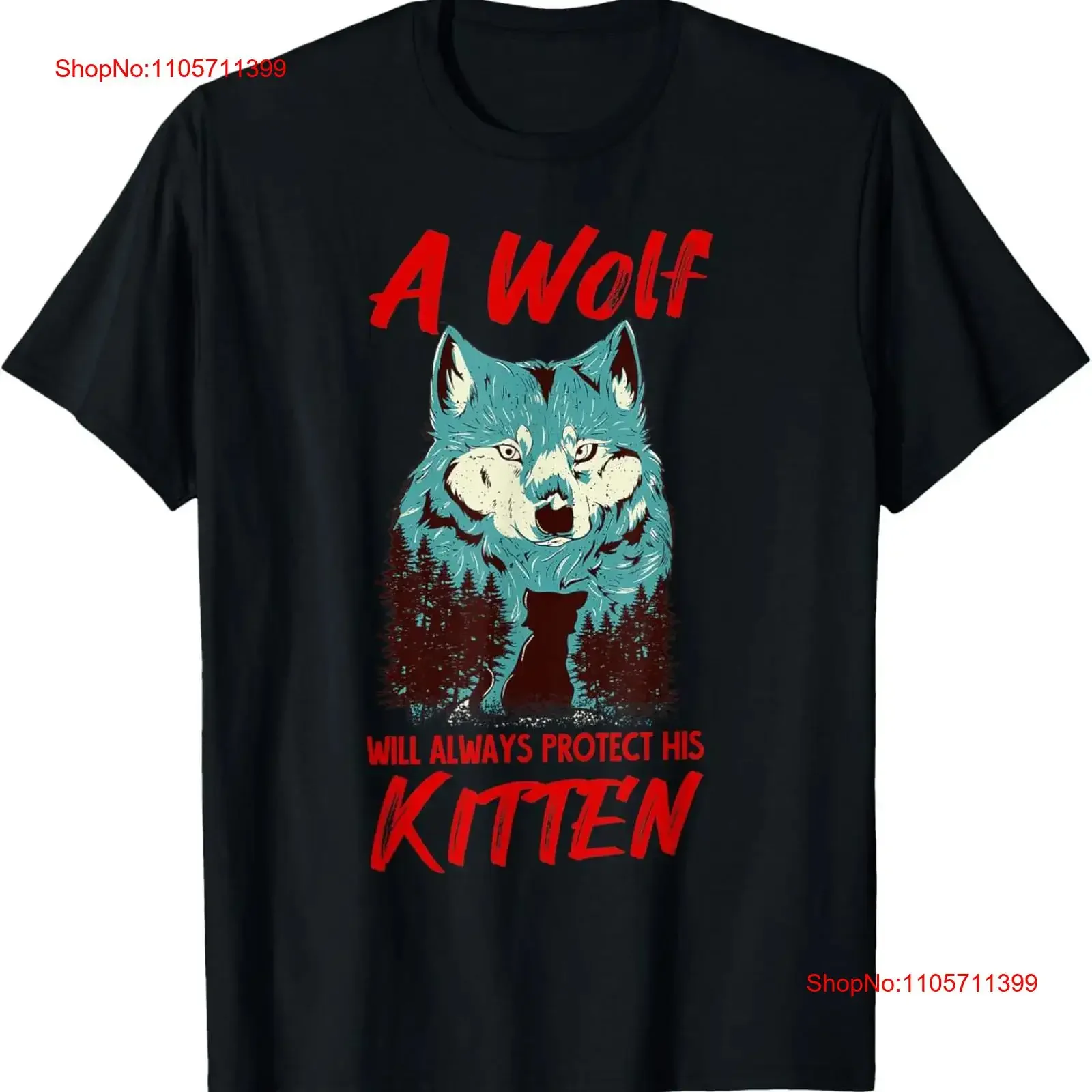 A Wolf Will Always Protect His Kitten Novelty Lover T Shirt long or short sleeves vintage Washed homme Top For Everyday Wear