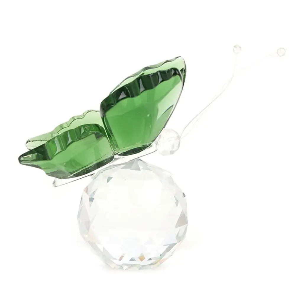 Ornament Flying Butterfly Statue Ball Base Collection Craft Glass Ornament Home Decoration Tabletop Wedding Decor New