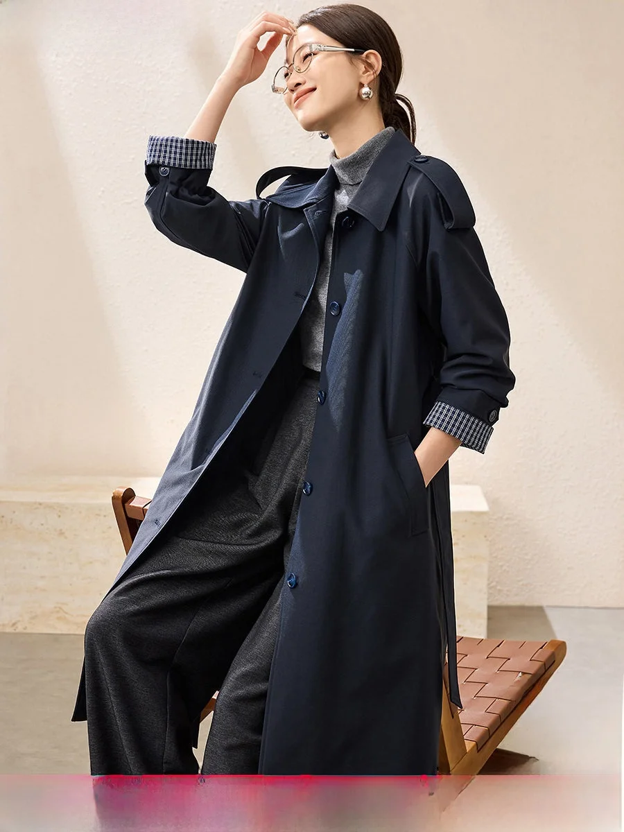 

Женское длинное пальто Mehemily lectual, осенний сезон 2022, цвет Blo Sve, регулируемый пояс, ветровка Ele