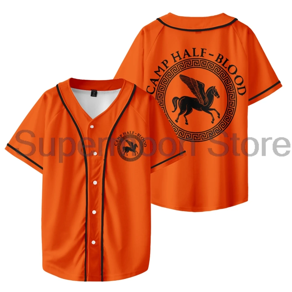Camp Half-Blood Jersey Baseball Jacket Shirts V-Neck Short Sleeve Button-up Tee Women Men Streetwear Tops