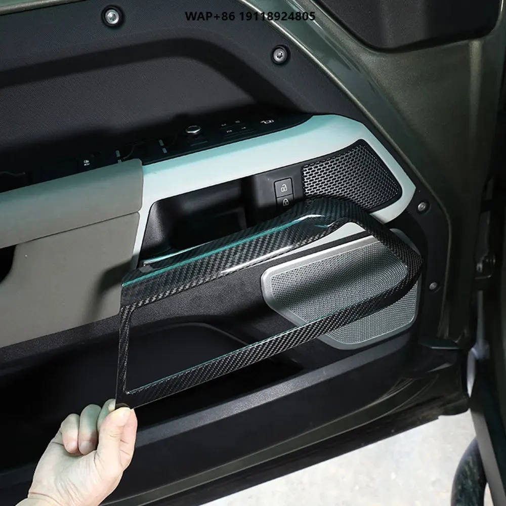 Real Carbon Fiber for Land Rover Defender 90 110 2020-2022 Car Door Inner Handle Decorative Frame Cover Stickers Car Accessories