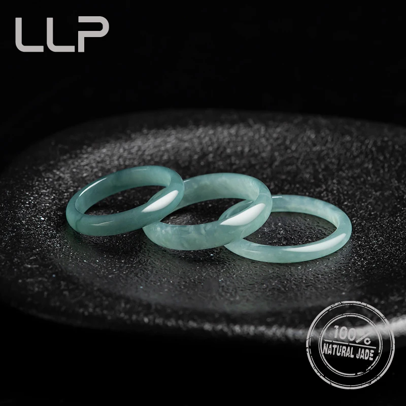 Women's Genuine Natural Jade Blue Water Ring