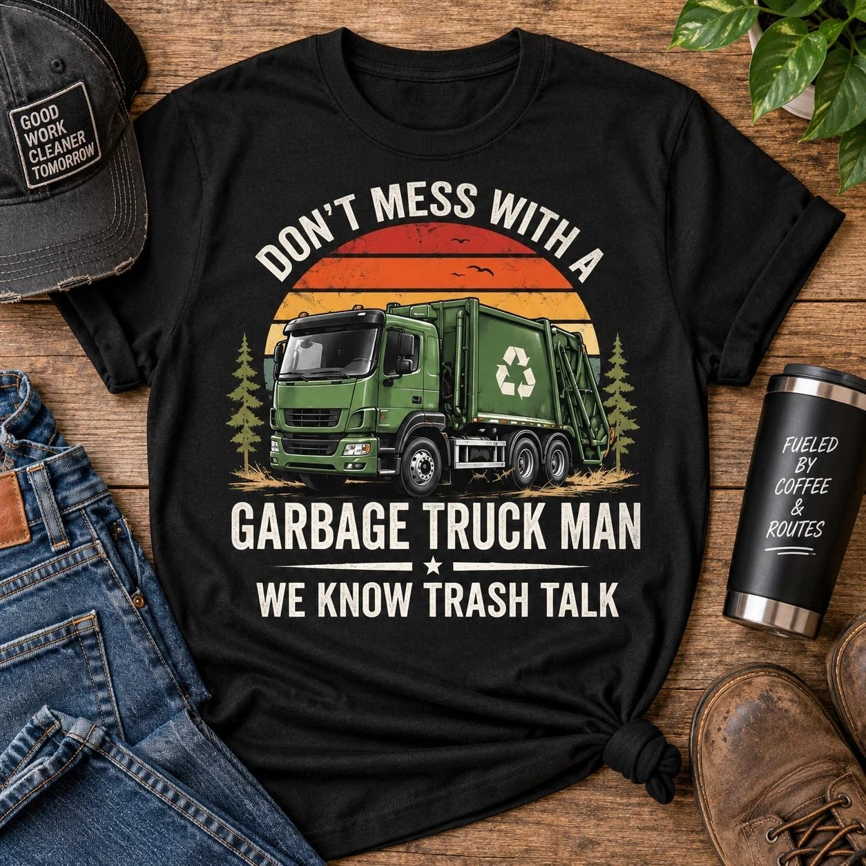 Funny Garbage Truck T-Shirt Summer Mens Tracksuit O-Neck Short Sleeve Pullover Breathable Sportswear Harajuku Fashion Streetwear