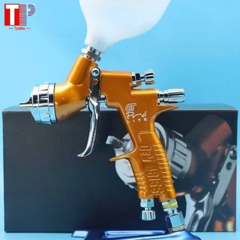 Yellow Carving Gt Pro Te20 Spray Gun 1.3mm 1.8mm Hvlp Gravity Paint Gun for Car Clear Coat Water Born Paint Primer.