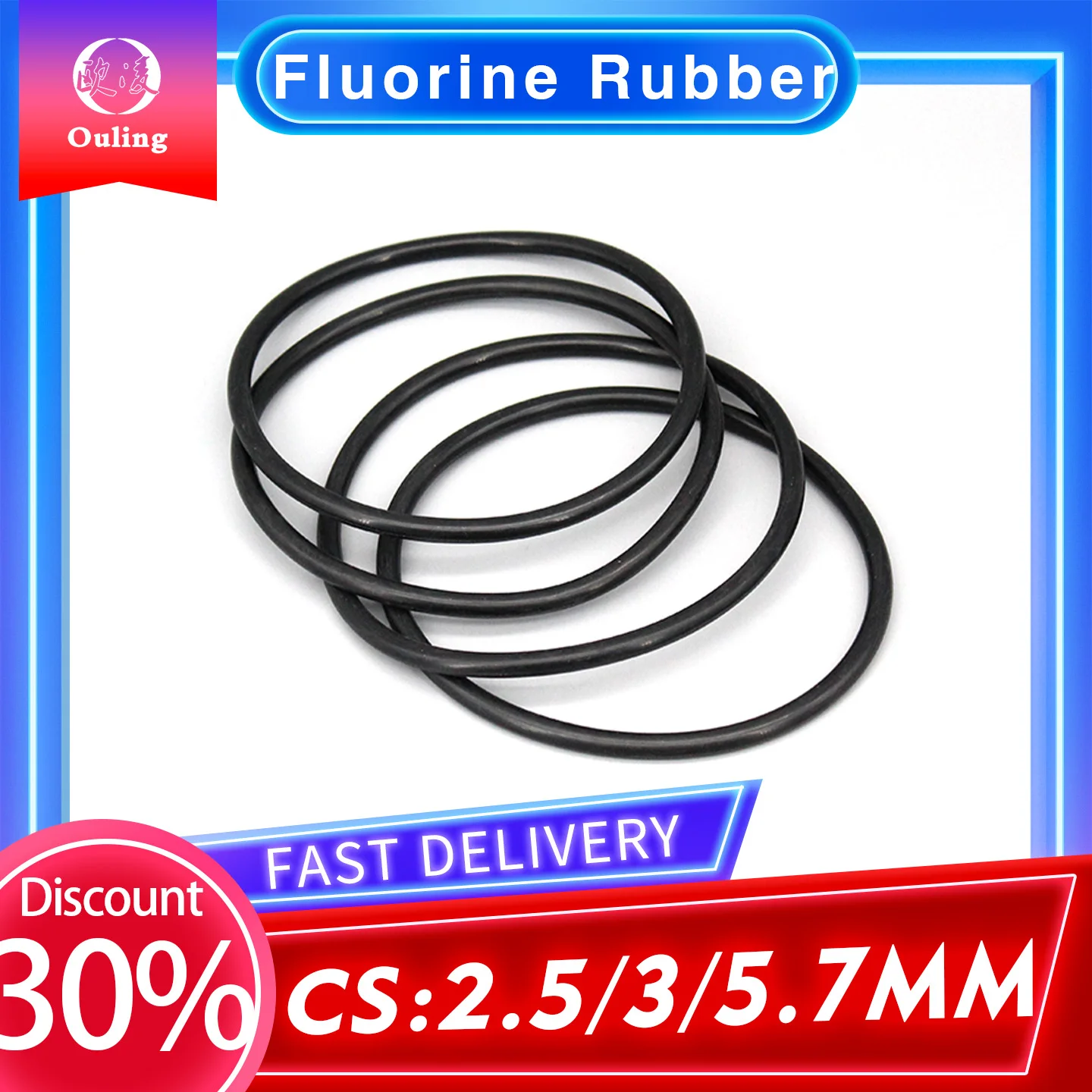 FKM Cross Section2.5/3/5.7mm Thickness Black Fluoro Rubber O-Ring Seal Manufacturer O Ring Washer Product Category Seals