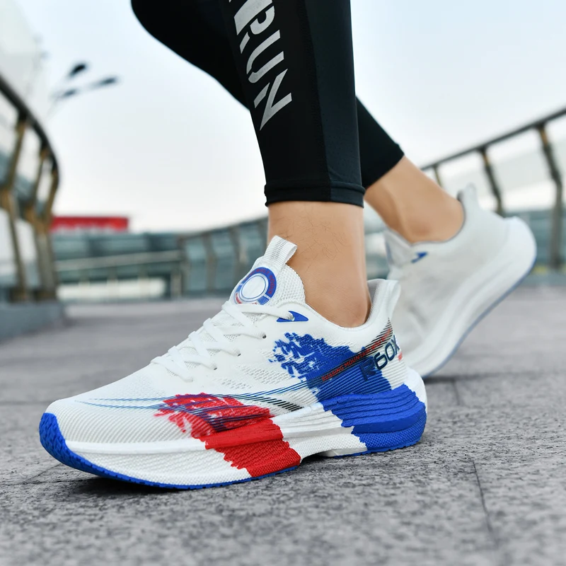 Popcorn Sneakers, Ultra-Light Carbon Plate Breathable Running Shoes, Racing Student Shock-Absorbing Soft-Soled Men's New Running Shoes, Large Size Shoes