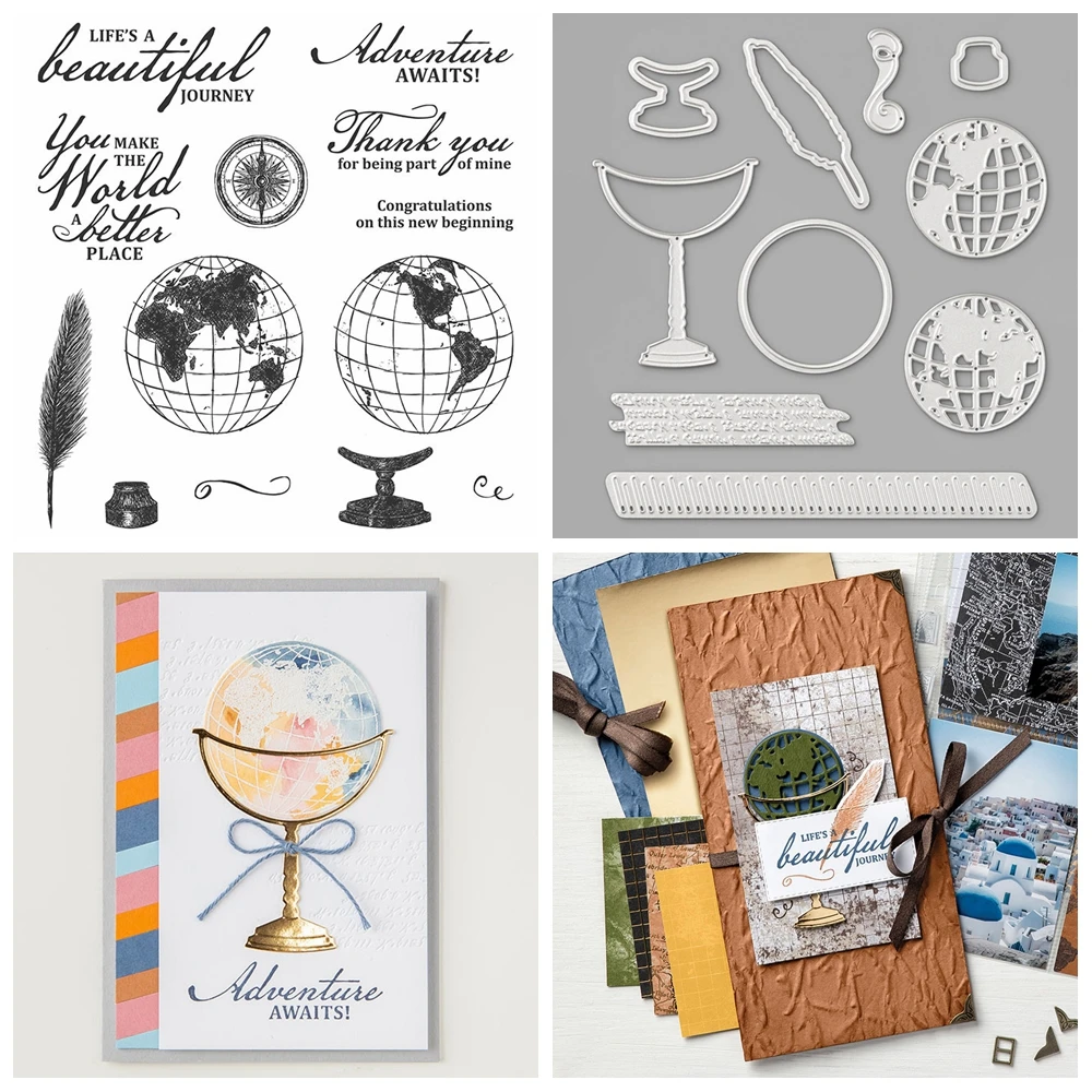 Schöne Welt, so sehr glücklich, Bündel, transparente Stempel und Metall-Stanzformen für DIY-Bastelarbeiten, Karten, Scrapbooking, Dekoration – Detail 2