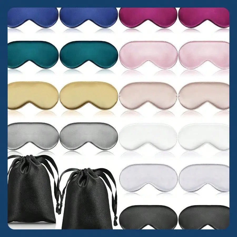 

20 шт., шелковые глаза для сна с регулируемым ремешком, чехол для сна, повязка на глаза для женщин и мужчин, для сна, для путешествий, разноцветные