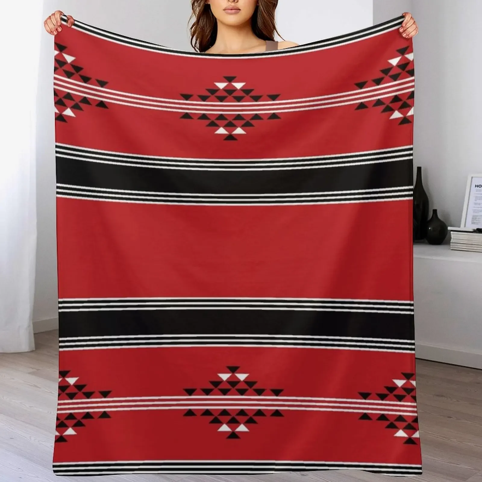 

Sadu Fabric Design - Geometric Pattern Throw Blanket Luxurious Soft Fuzzy Blanket for Sofa Bed
