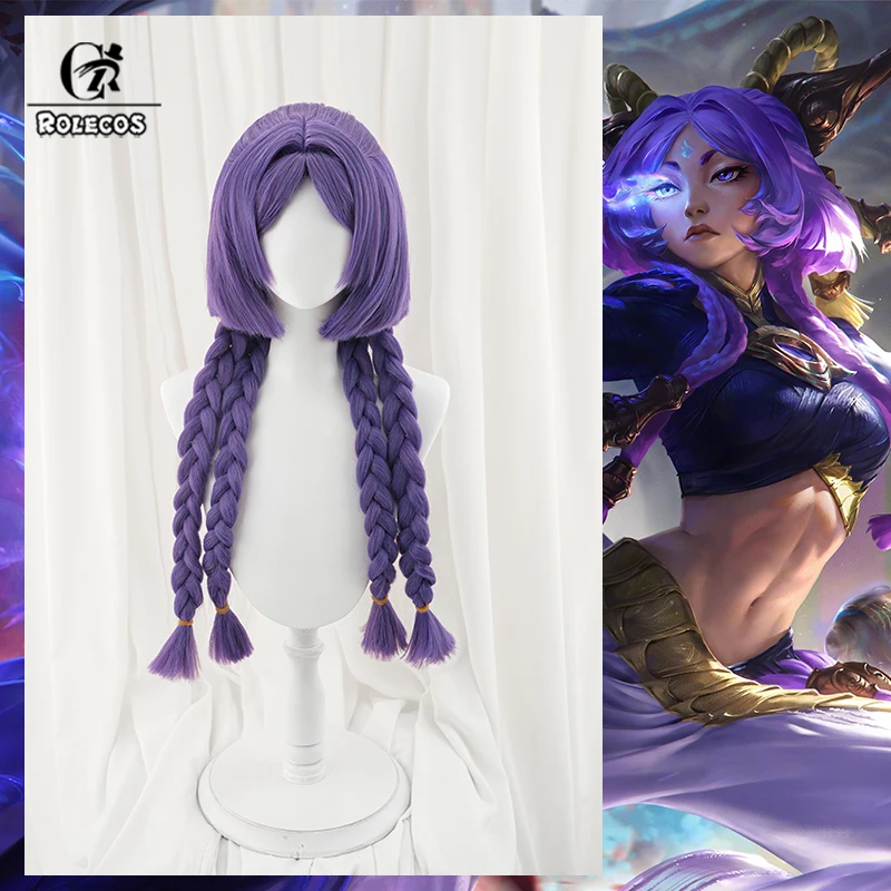 ROLECOS Spiel LOL The Unbroken Faith Yunara Cosplay Perücke 60 cm Lila Farbe Frauen Perücken Hitzebeständige Synthetische Haar