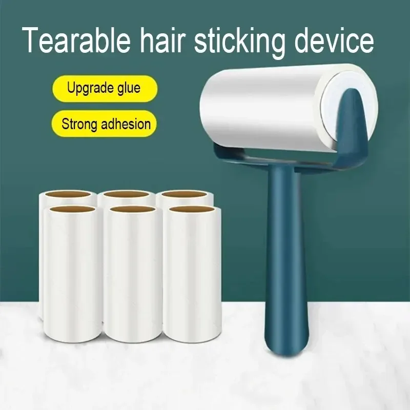 New Tearable Roll Paper Sticky Roller Brush for Easy Hair Removal and Clothes Cleaning