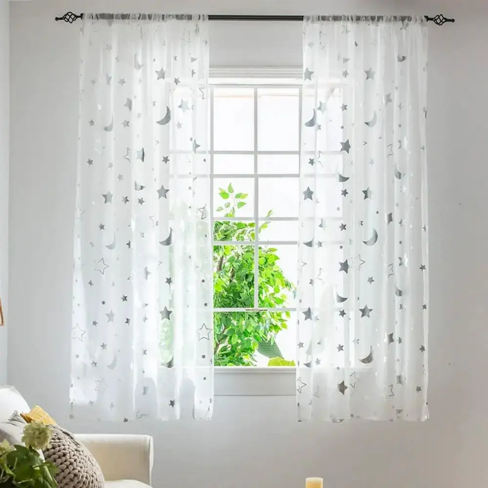 200221  Ironed gold, silver, stars, moon, window screen, Mexican cross-border window screen, bedroom, living room, balcony, curt