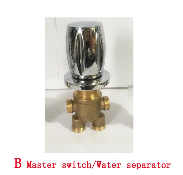 4 interface-separador de água/interruptor mestre, 2 tipos de torneira de latão para banheira, chuveiro, sala de estar, válvula de mistura, cromada