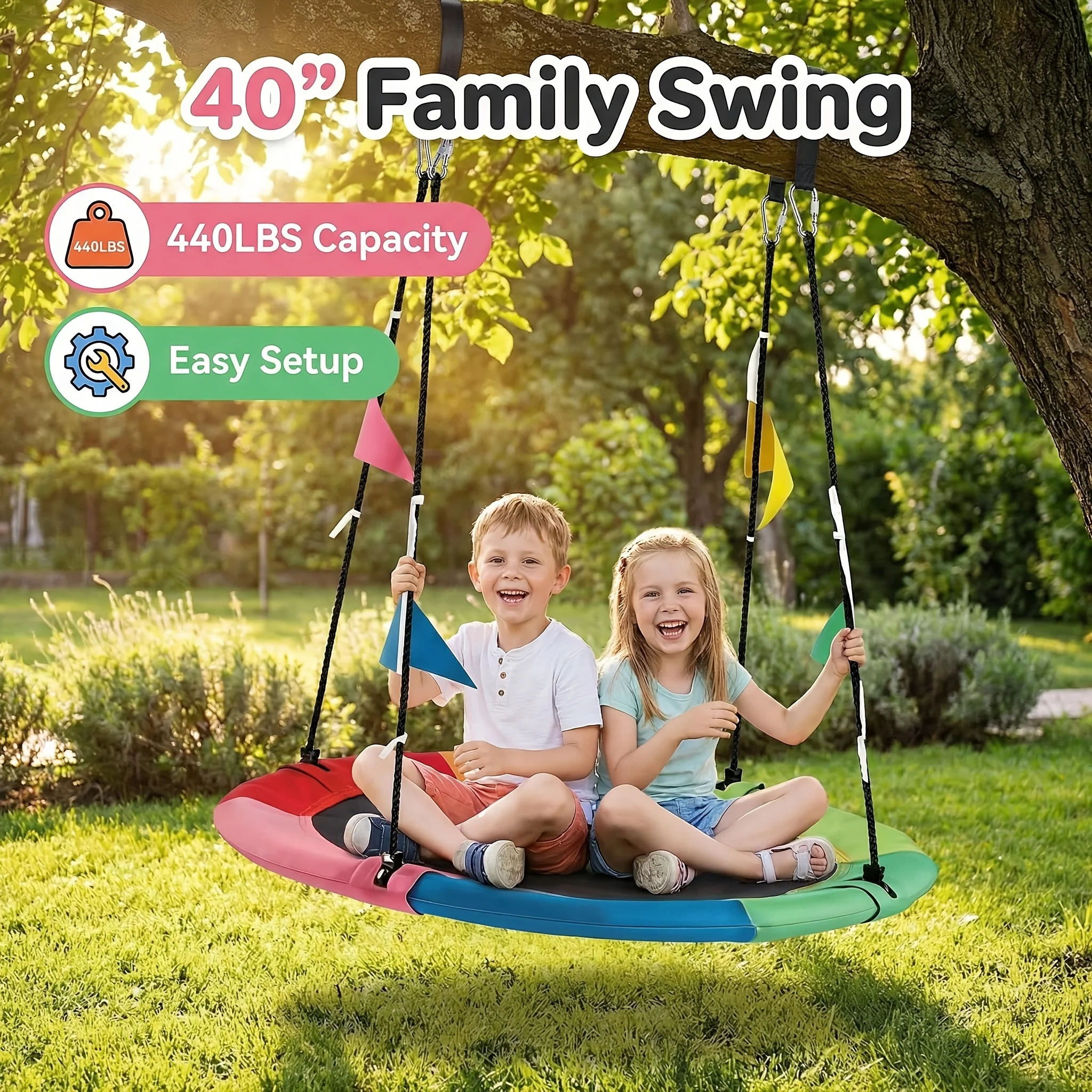 New Outdoor Flying Saucer Swing, Adjustable Height from33