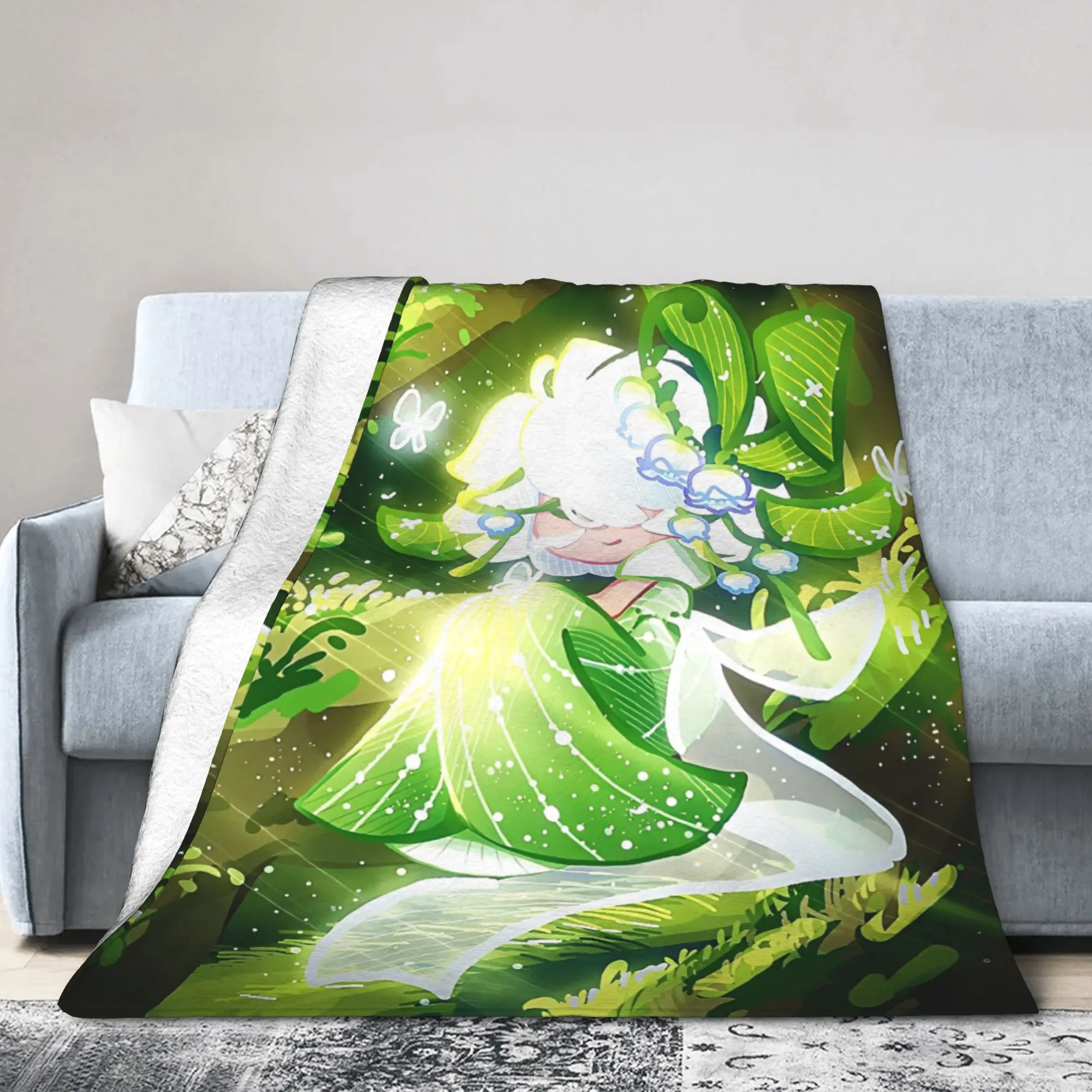 Cookie Run Kingdom White Lily Cookie Blankets Coral Fleece Plush Autumn Winter  Breathable Lightweight Throw Blankets for Sofa