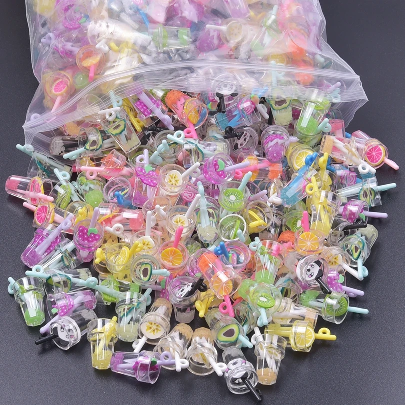 10/30/50/100pcs Luminous 3D Beverage Juice Cup Charms Pendant For Jewelry Making Diy Earrings Keychain Handmade Accessories New