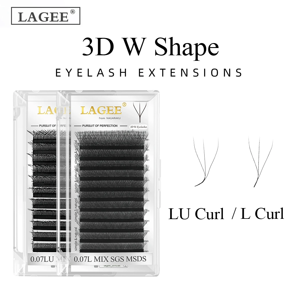 LAGEE  L LU M Curl C D 3D W Shape Eyelash Extensions Flowering Bloom Premade Fan Lashes Makeup 0.07 Volume Bundle