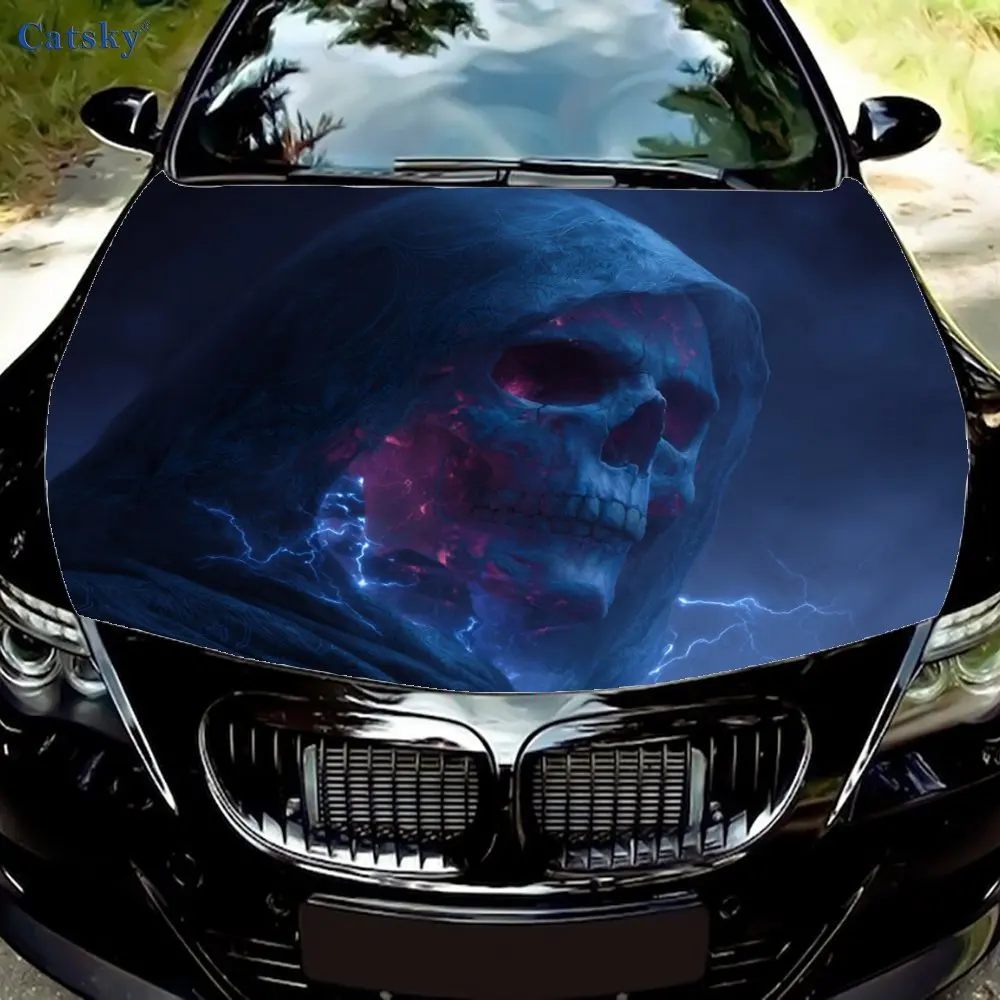 

Gothic Lightning Skeleton Car Hood Sticker, Car Hood Sticker, PVC Waterproof Material, Truck Hood Cover, Self-adhesive, Scratch