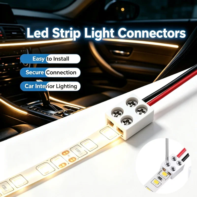 10 Pcs Light Strip Fixing Clip Free Welding 8mm Terminal LED Strip Universal Ribbon Connector String Lights Quick Splice Plug