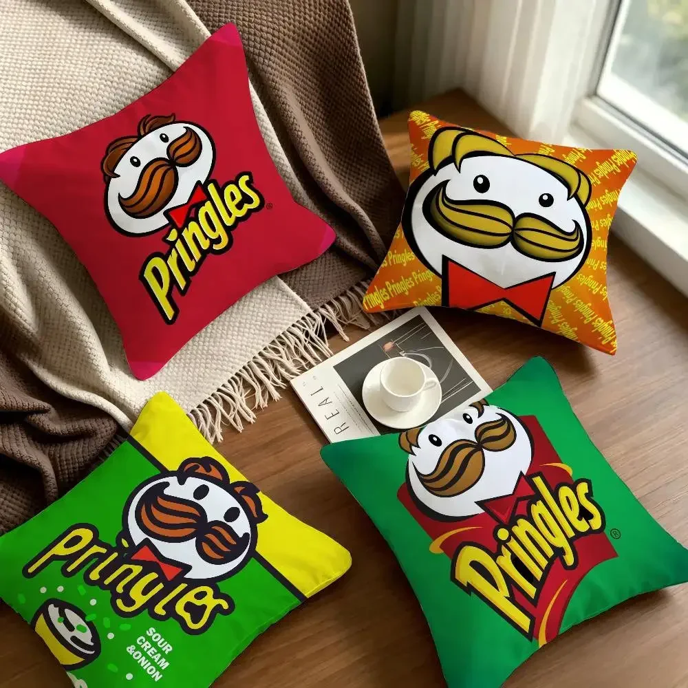 Snack Mustache Mascot Pring-les The Soft Comfortable Pillow Case for Sofa Living Room Home Office Decor Protective Cover