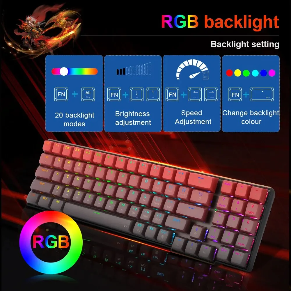 REDRAGON GALIO PRO K637 RGB USB Mechanical Gaming Keyboard Support Bluetooth Wireless 2.4G Gamer 78 Keys for Computer PC Laptop