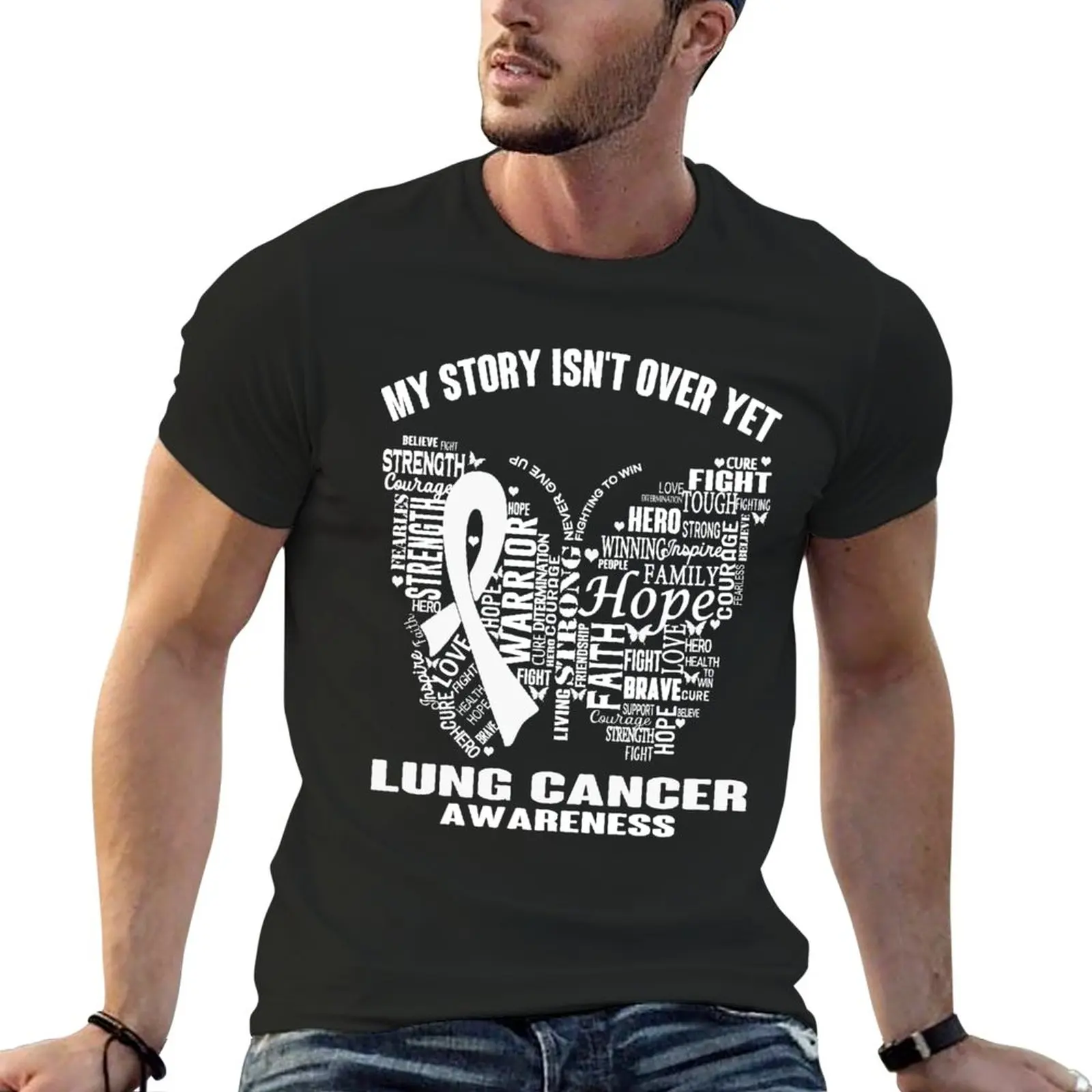 

New My Story Isn't Over Yet Lung Cancer Awareness T-Shirt hippie clothes anime clothes workout shirts for men