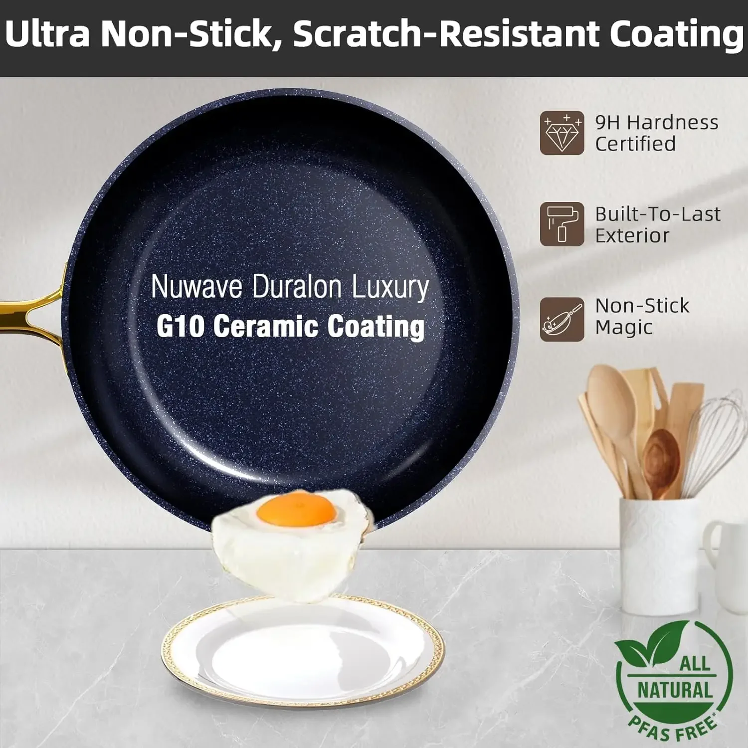 Lux 13Pc Forged Lightweight Cookware Set Pfas Free, Healthy G10 Duralon Ceramic Coating, Ultra Non-Stick, Stay-Cool