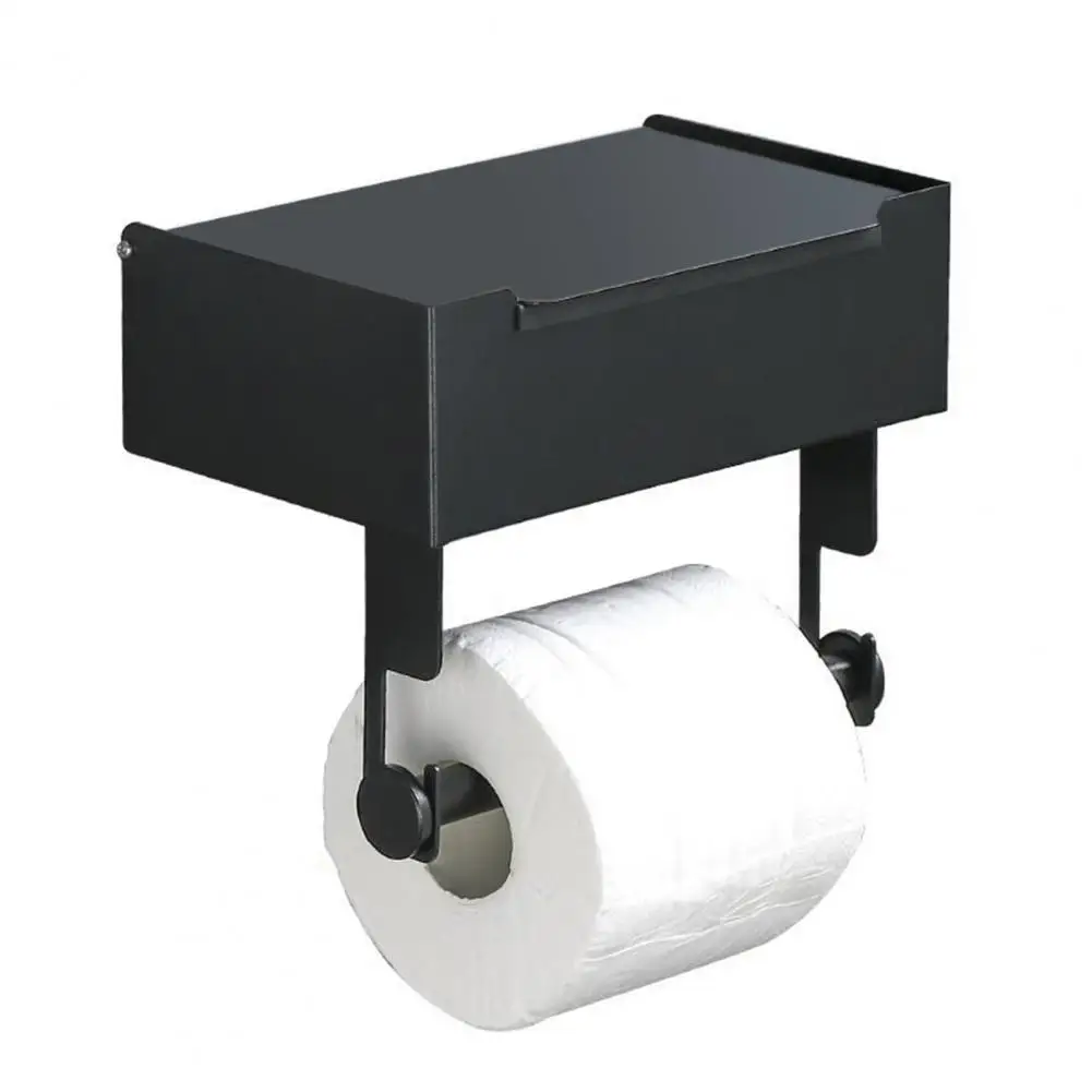 1 Set Tissue Holder Wall Mounted Stainless Steel Toilet Paper Shelf Durable Convenient Storage Box for Home Bathroom