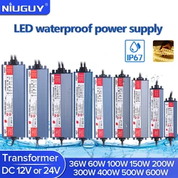 Waterdichte verlichting transformator AC 220V naar DC 12V 24V LED driver voeding 100W 200W 300W 400W 500W 600W outdoor waterdicht