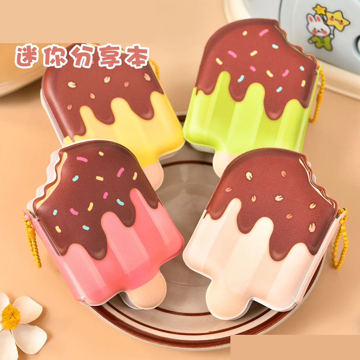 

8 pcs/lot Creative Ice Cream Notebook Mini Portable Note Book Diary Planner Memo pad Stationery gift School Supplies