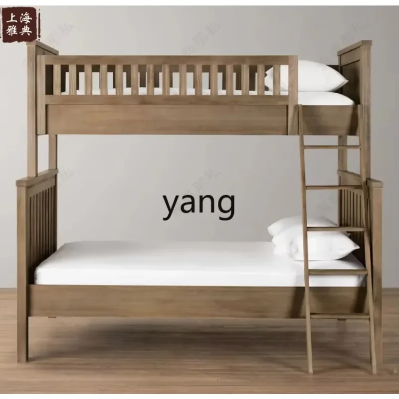 LH1 Solid Wood High and Low Oak Upper and Lower Bunk Modern Simple Double Layer Bunk Bed Small Apartment