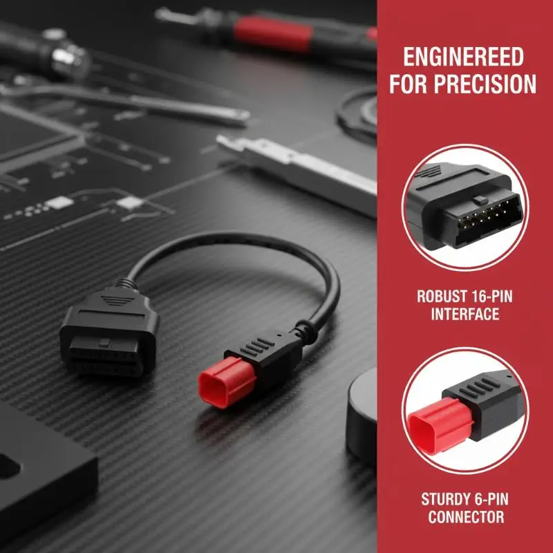 6pin OBDII Motorcycle Cable for Z-serie Versys-serie Diagnostic Tool Long-lasting Durability