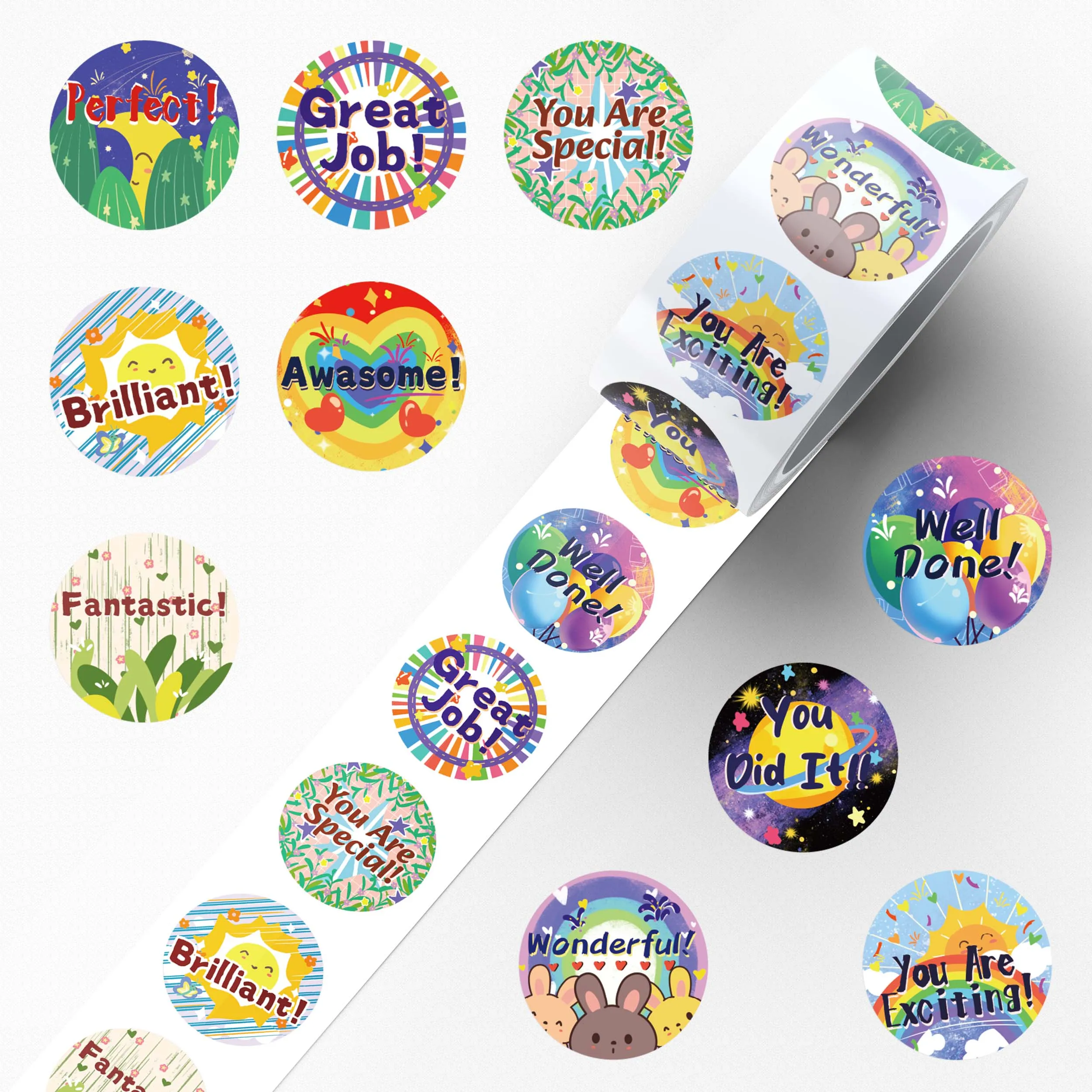 500pcs Encourage Roll Stickers Positive Praise Inspirational Reward Decals For Journal Scrapbook Guitar Skateboard DIY Stickers
