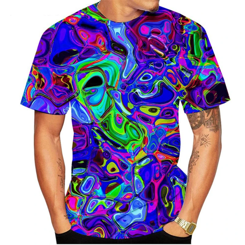 Trippy Psychedelic Art 3d Print T-Shirt Men Women O-Neck Fashion Colorful Short Sleeve Oversized Harajuku Tees Tops Kid Clothing