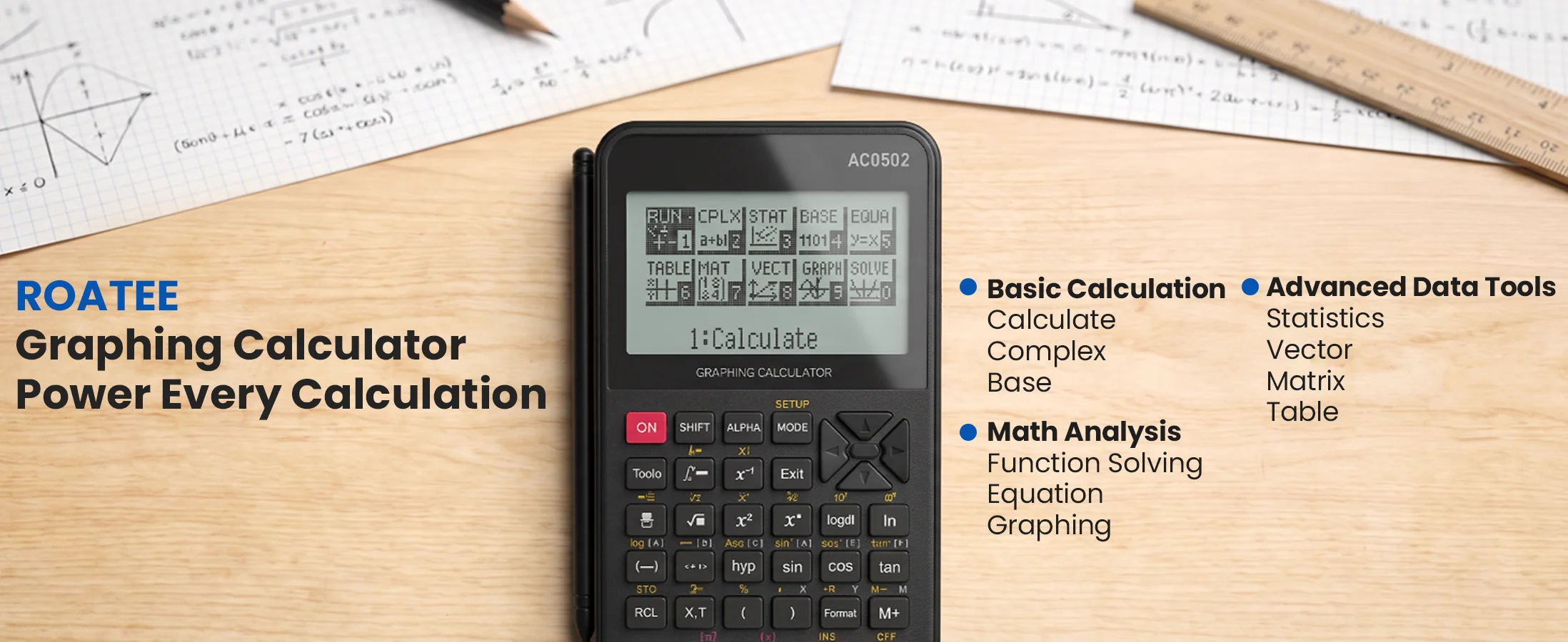 Wiederaufladbare wissenschaftliche Taschenrechner mit Notizblock für die Oberstufe, mit abnehmbarem Notizblock und 3-Zoll-HD-Display – Detail 6