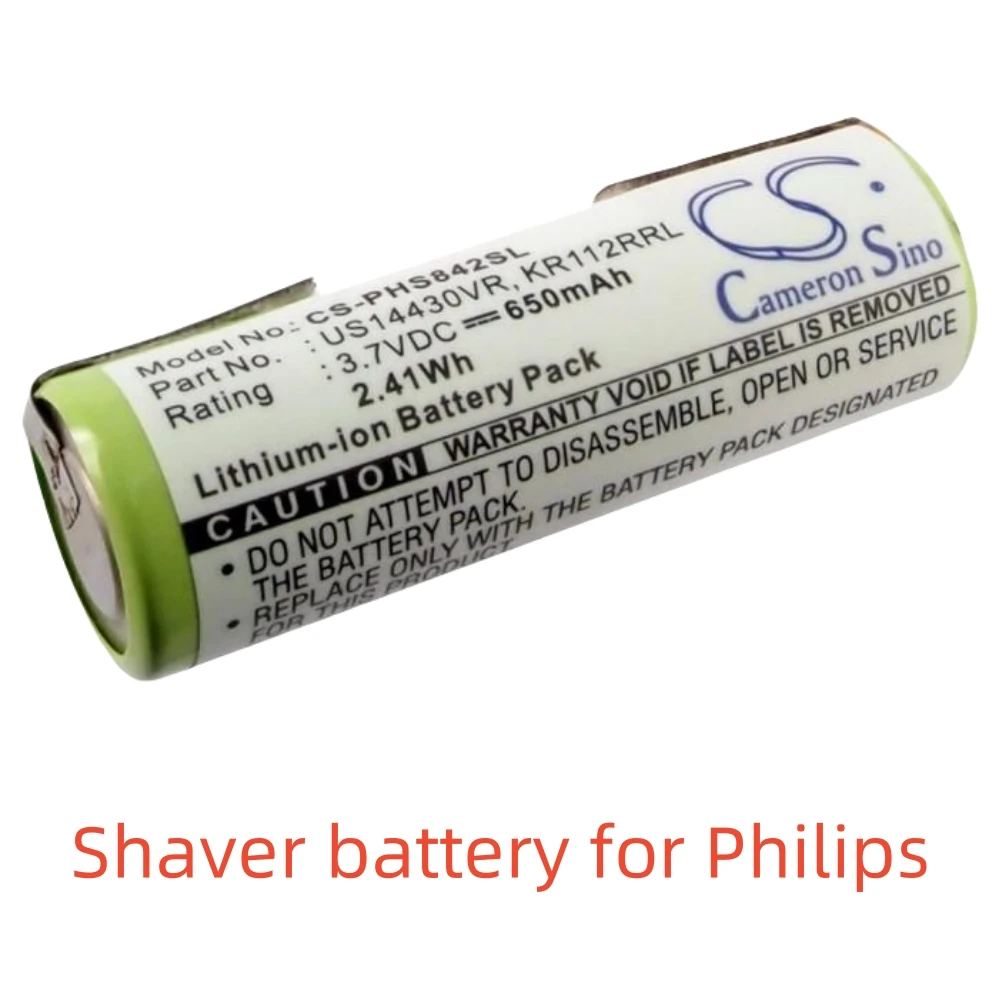 CS リチウムイオンシェーバーバッテリーフィリップス、3.7V、650mAh、HS8420 HS8420/23、US14430VR KR112RRL