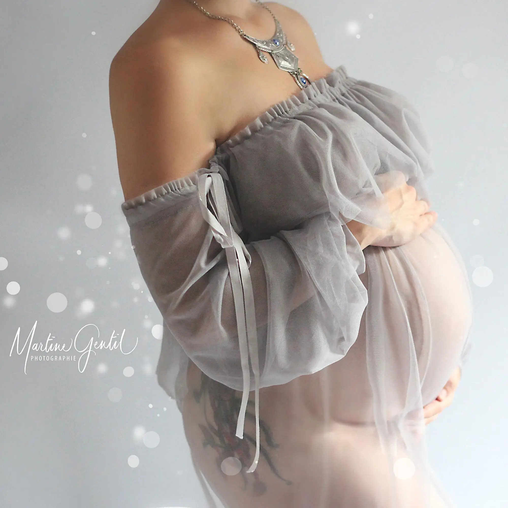 فستان دون وجودي من التول لاستحمام الطفل قطعتين للمرأة الحامل للتصوير الفوتوغرافي لالتقاط الصور