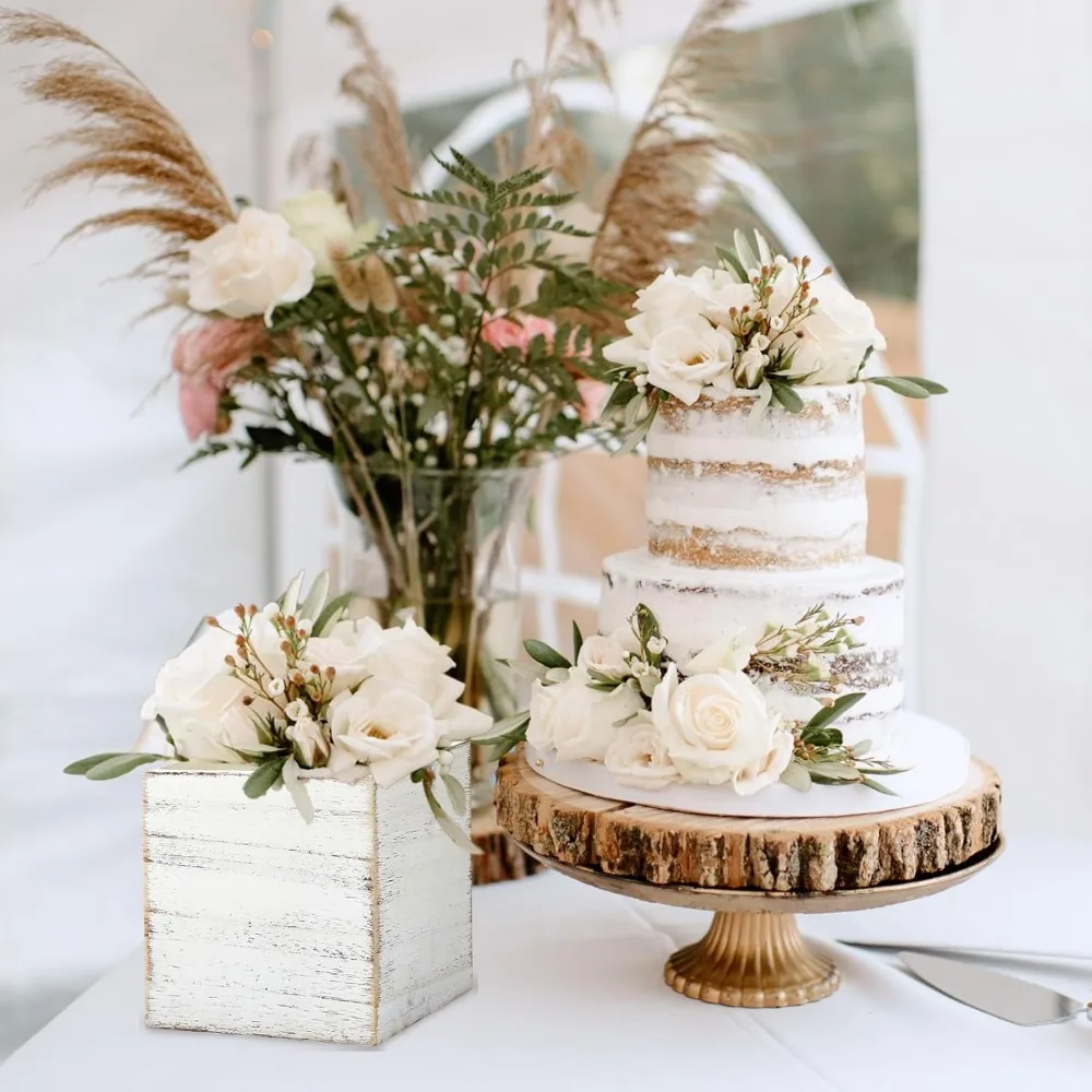 12 مجموعة من صناديق زراعة المكعبات الخشبية مع بطانات قابلة للإزالة ورغوة الأزهار لديكور المنزل والزفاف في الحديقة #4