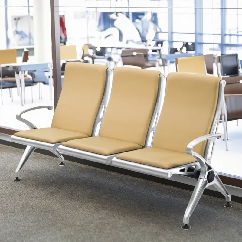 Modern Waiting Room Chairs with Polyurethane Leather Armrests Multipurpose Seating for Restaurant Lobby Meeting Reception