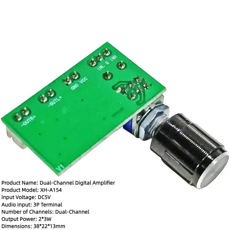 XH-A154 PAM8403 Easy Install Digital Amplifier Board Module Micro Power Supply Volume Adjustment Knob for DIY Audio Projects