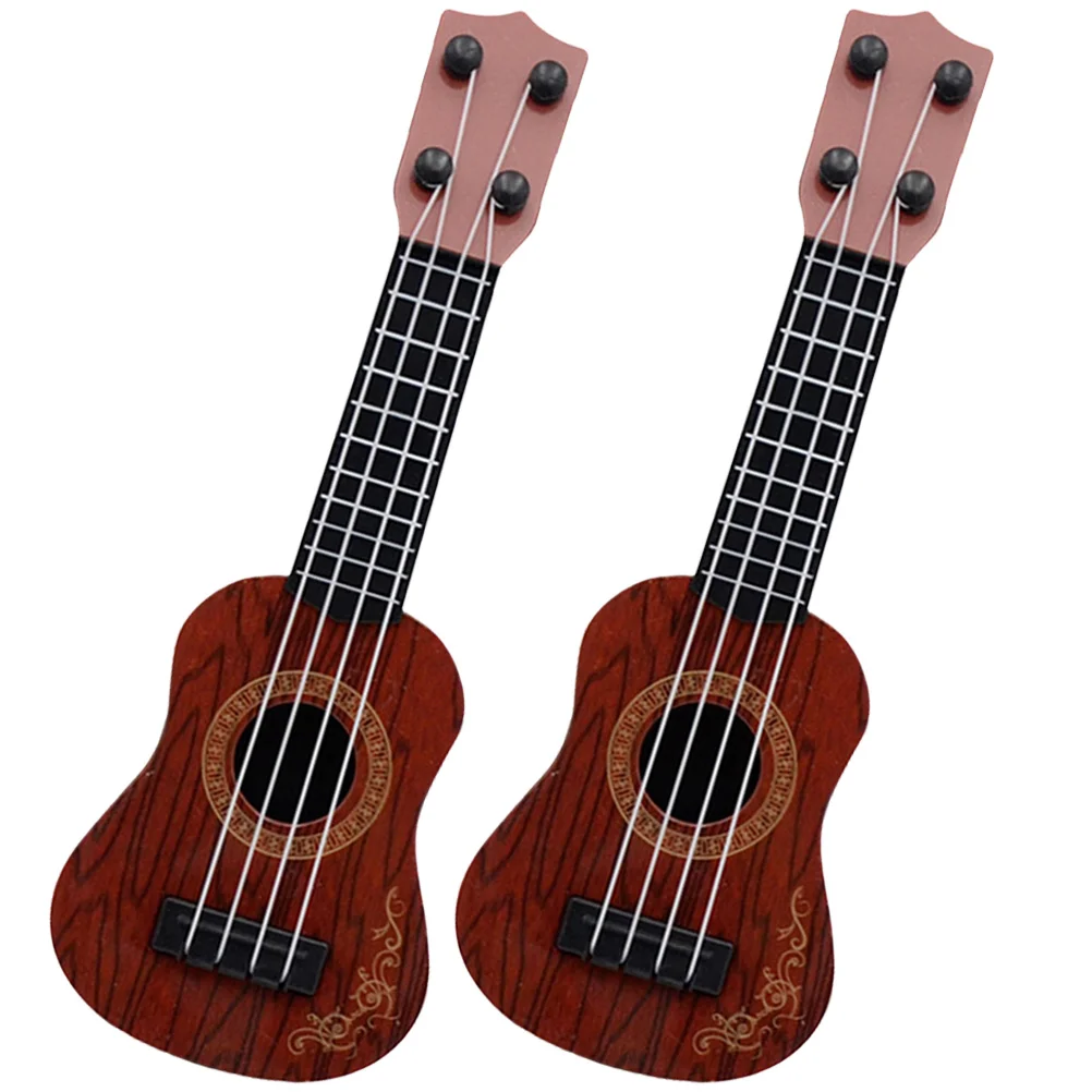 

2 Pcs Ukulele Guitar Mini Toddler Toy For Kids for Beginners Boys Plastic Musical Instrument Models Girls Age 4-5