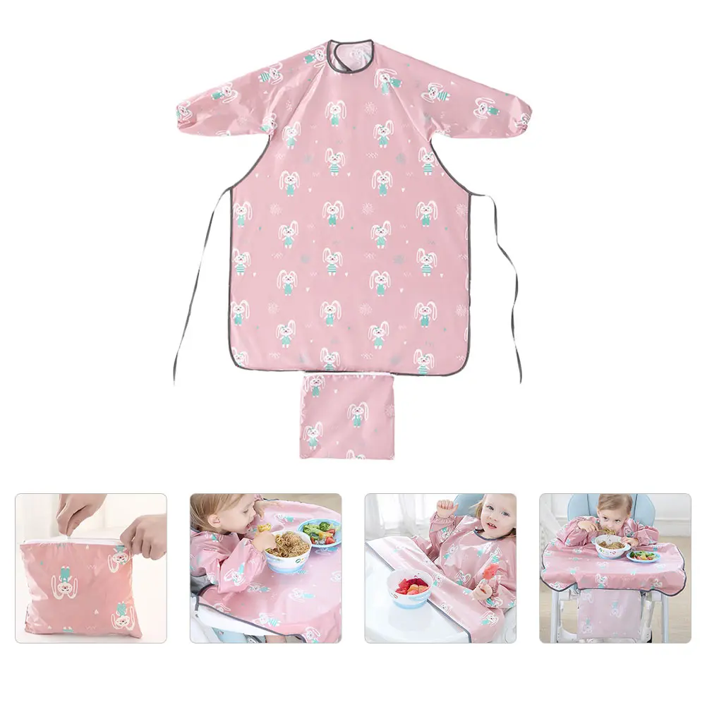 

1 шт., водонепроницаемый фартук с длинными рукавами для малышей, нагрудник с пряжкой, дизайн, комбинезон для кормления младенцев, легко носить, стирка, нагрудник для отлучения от груди