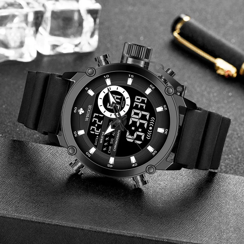 WWOOR New Luxury Men\'s Watches Luminous Sport Male Waterproof Military Quartz Wristwatch Fashion Casual Watch For Men Date Clock